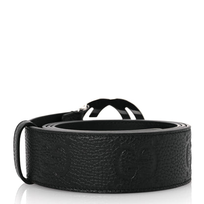 Gucci Piuma Calfskin Jumbo GG Embossed Interlocking G 40mm Belt 105 42 Black 2 of 8