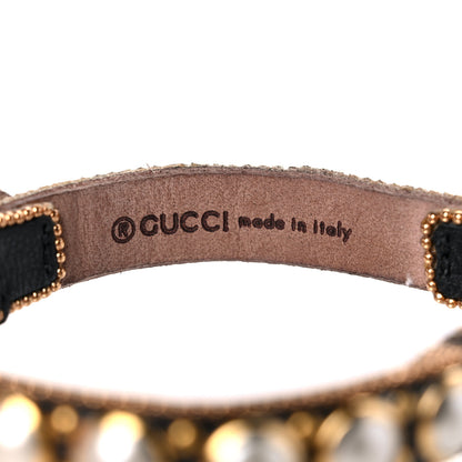Gucci Metal Calfskin Crystal Double G Bracelet Black 4 of 6