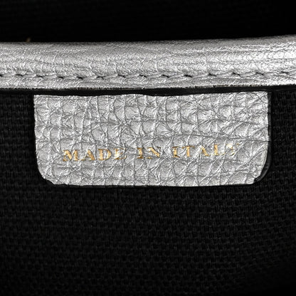 Burberry Metallic Grainy Calfskin House Check Medium Banner Tote Silver 7 of 13