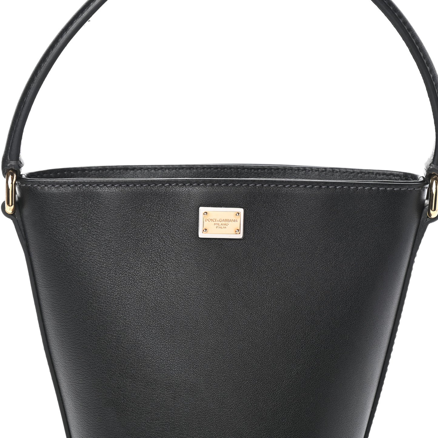 Vitello Top Handle Bucket Bag Black