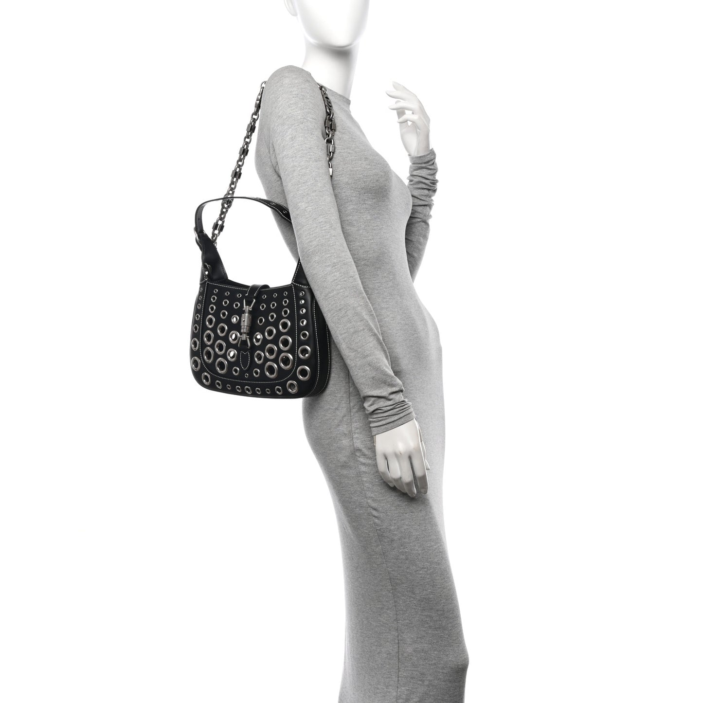 Calfskin Ha Ha Ha Jackie 1961 Eyelet Hobo Black