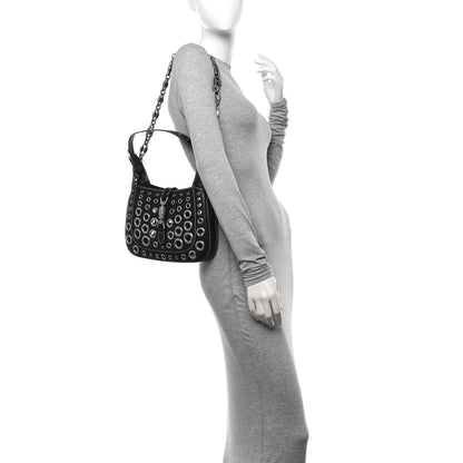 Gucci Calfskin Ha Ha Ha Jackie 1961 Eyelet Hobo Black 3 of 9