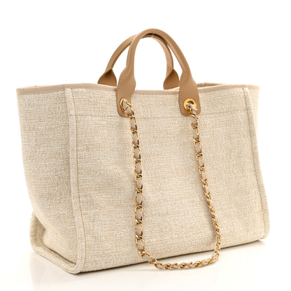 Chanel Mixed Fibers Calfskin Medium Deauville Tote Light Beige 3 of 8