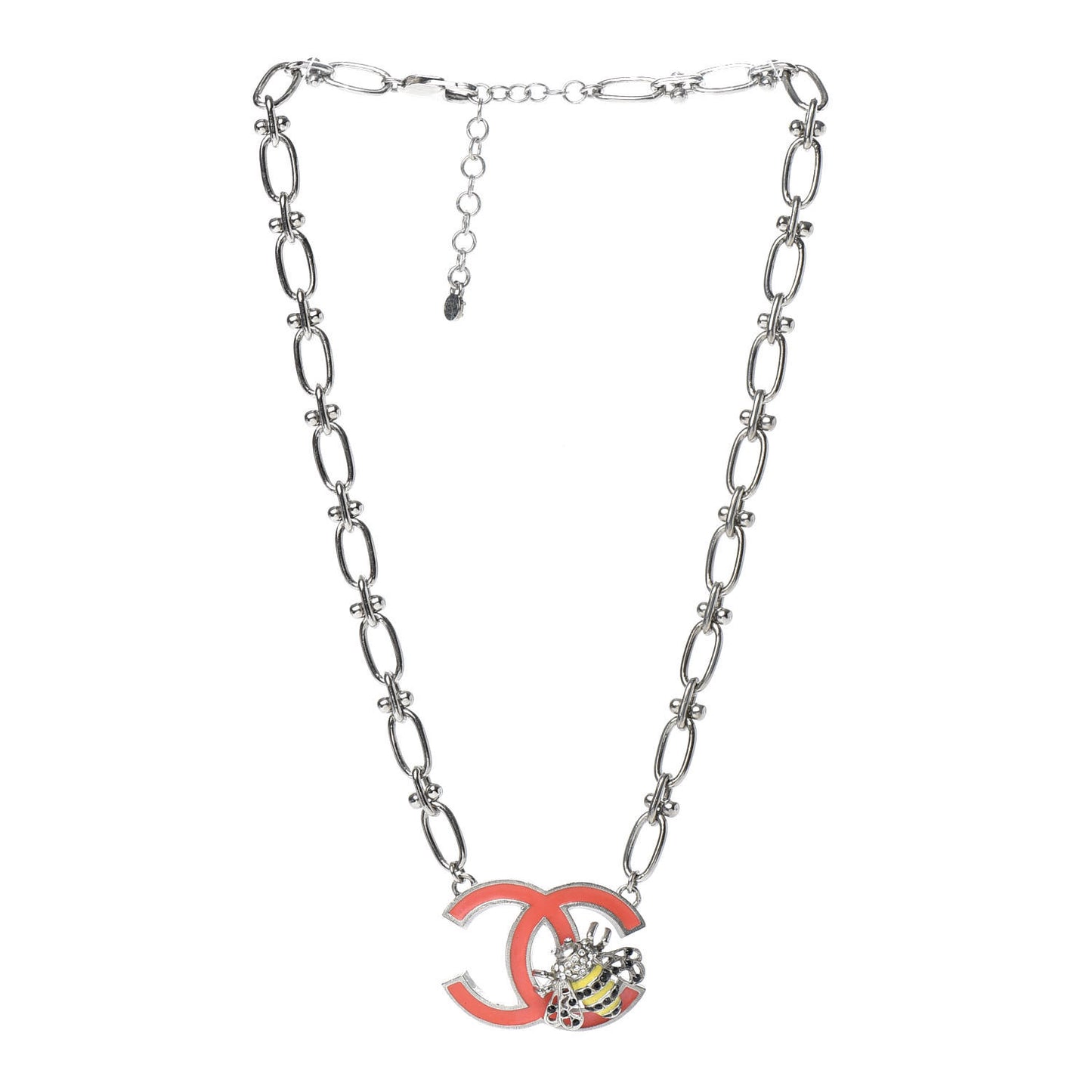 Crystal Bee Pendant Necklace Silver Multicolor