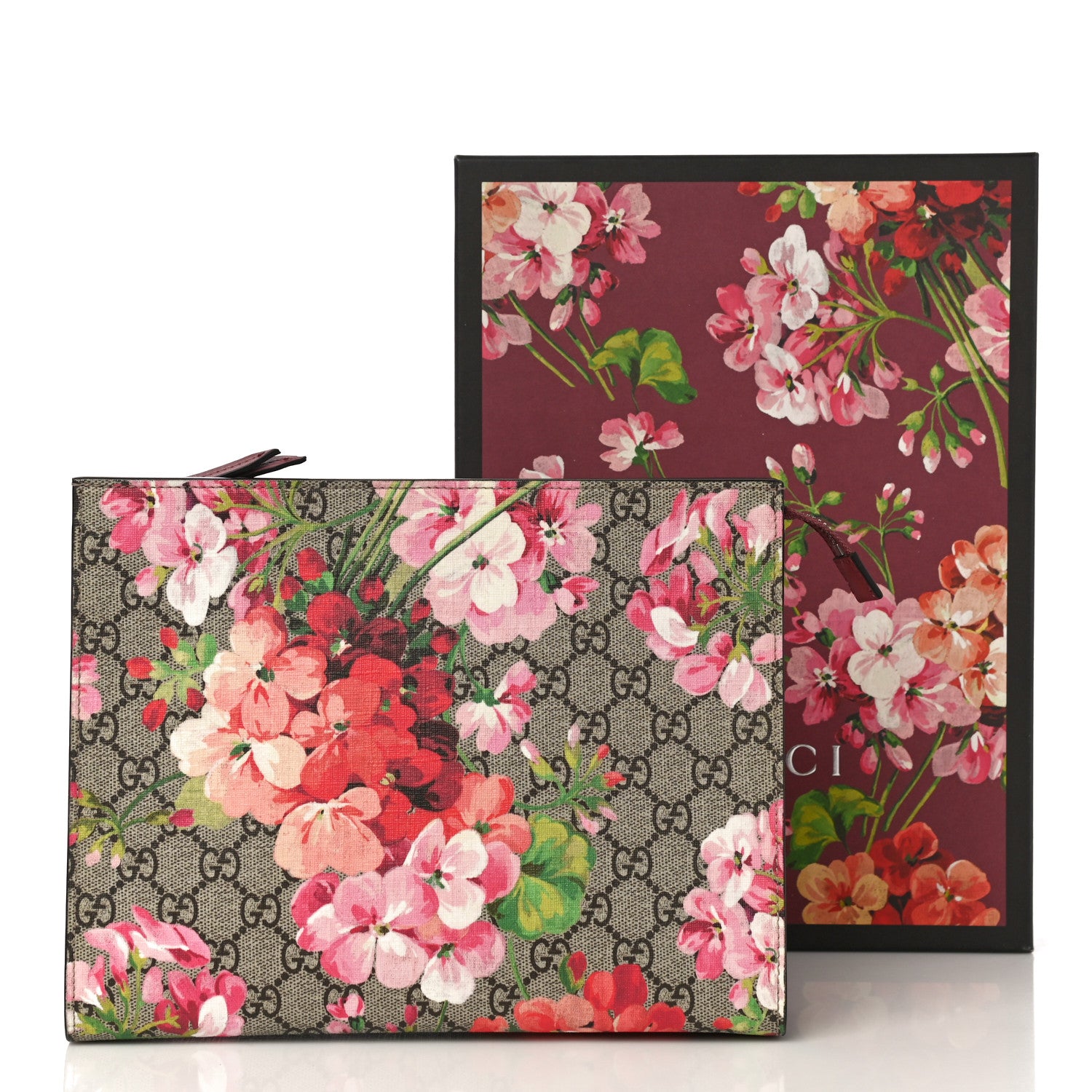 Gucci GG Supreme Monogram Blooms Large Cosmetic Case Beige Multicolor Dry Rose 12 of 12