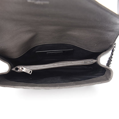 Saint Laurent Sheepskin Matelasse Chevron Monogram Large College Satchel Light Coal 5 of 12