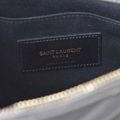 Saint Laurent Calfskin Matelasse Chevron Monogram A5 Wristlet Earth 6 of 10