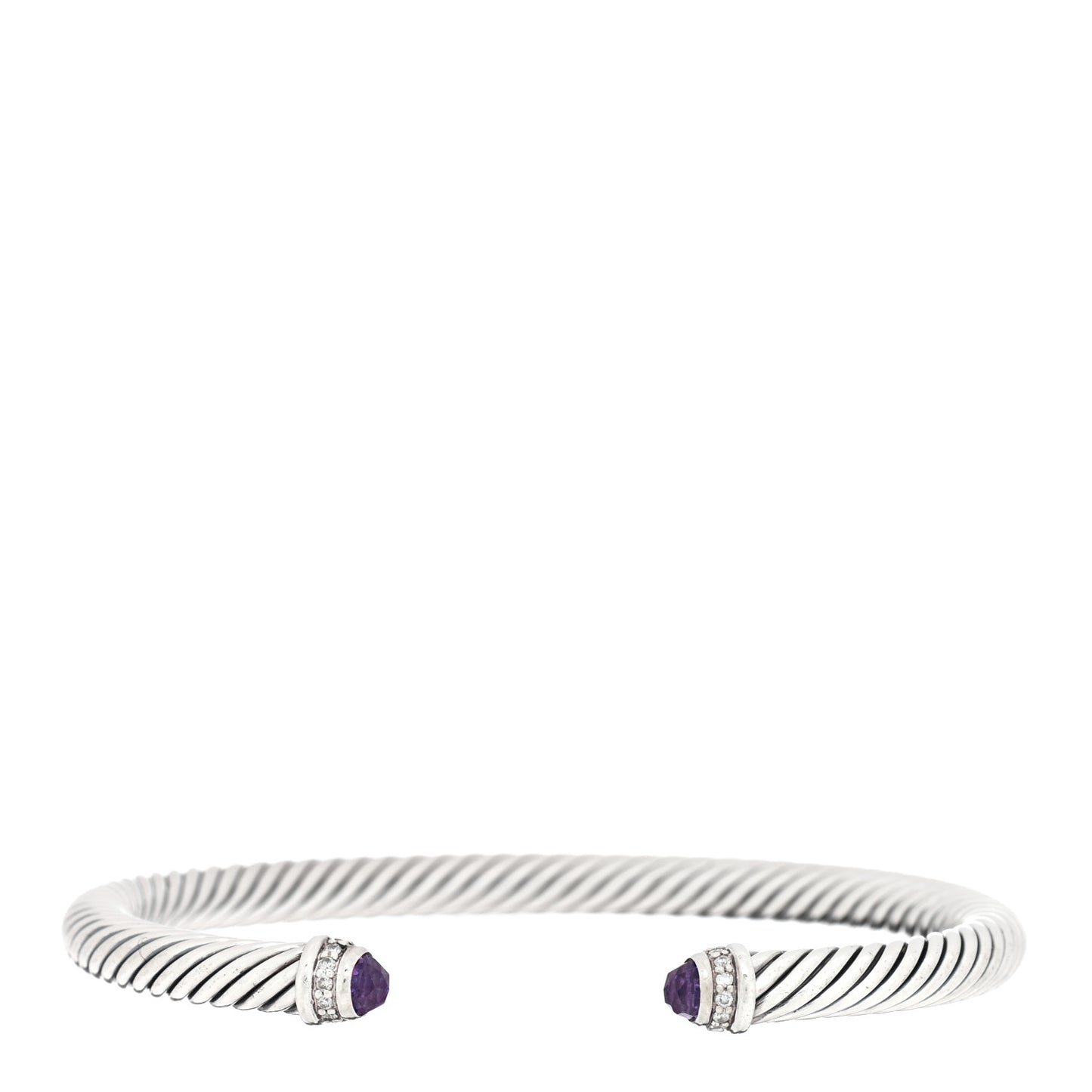 Sterling Silver Diamond Amethyst 5mm Cable Classics Bracelet