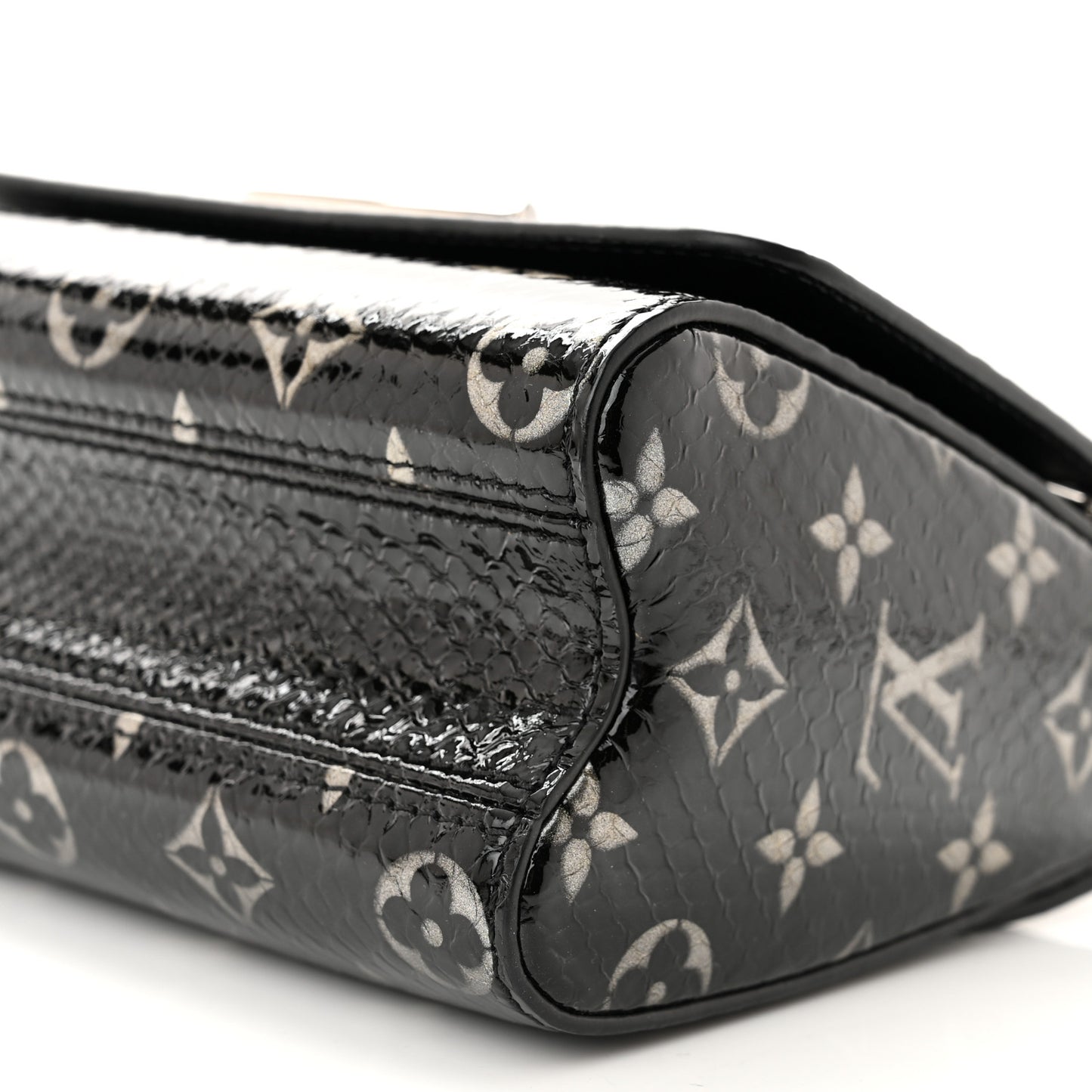 Snakeskin Monogram Twist Shoulder Bag PM Black