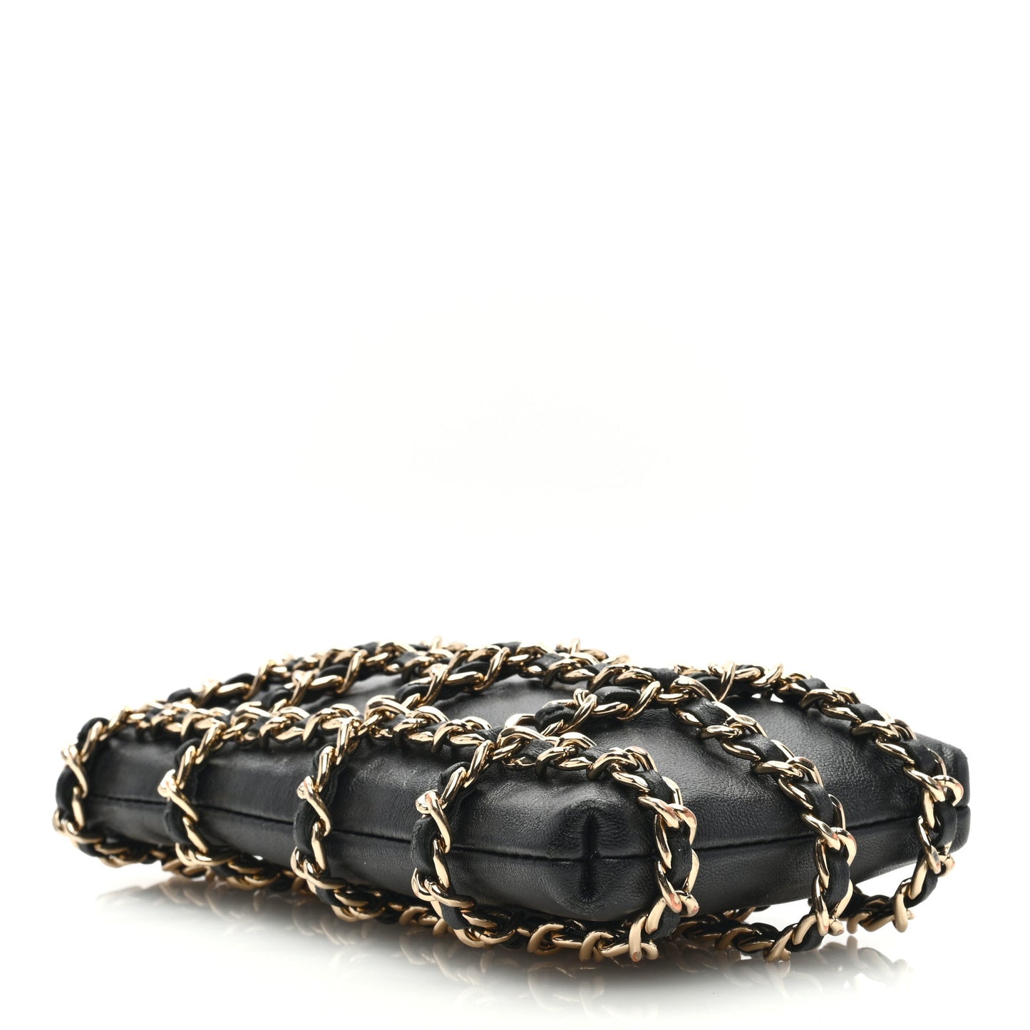 Lambskin Tech Me Out Clutch With Chain Black