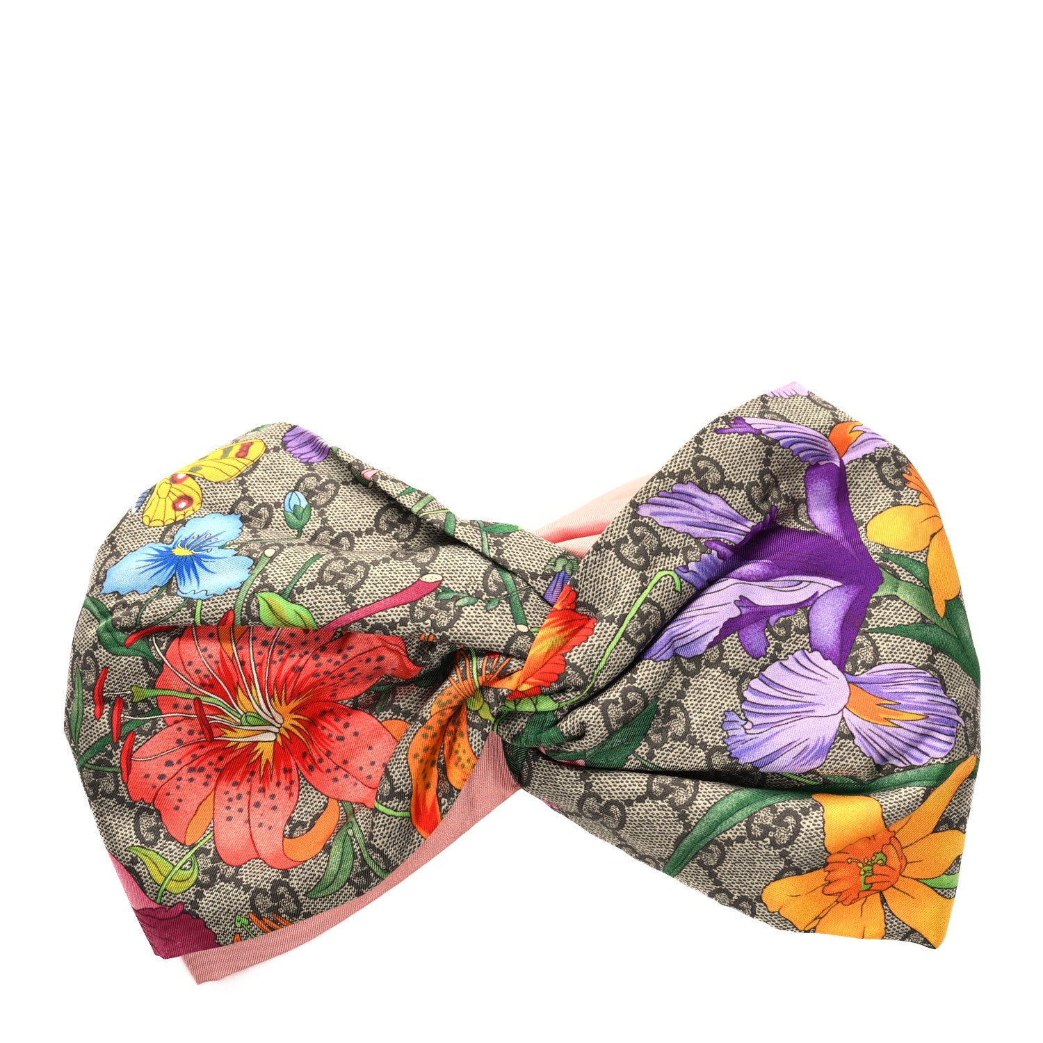 Gucci Silk Monogram Flora Print Headband M Pink 2 of 5