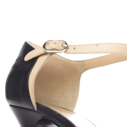 Chanel Lambskin Peep Toe Sandals 39 Beige Black 8 of 12