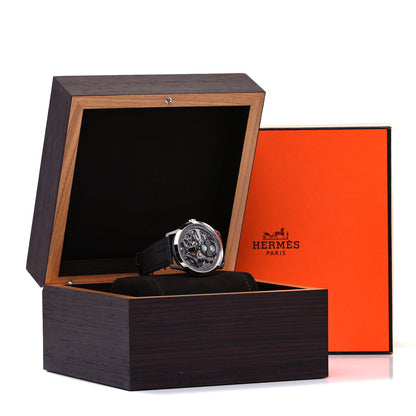 Hermes Platinum Titanium Alligator 39.5mm Slim d'Hermes Squelette Lune Automatic Watch Graphite 5 of 5