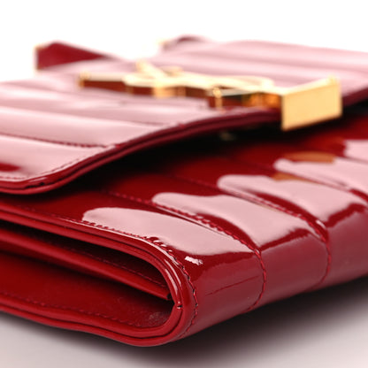 Saint Laurent Patent Calfskin Matelasse Vicky Chain Wallet Rouge Eros 7 of 8