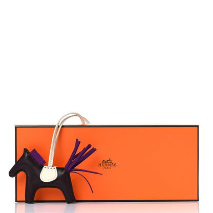 Hermes Milo Lambskin Grigri Rodeo Horse Bag Charm PM Rouge Sellier Craie Violet 5 of 5