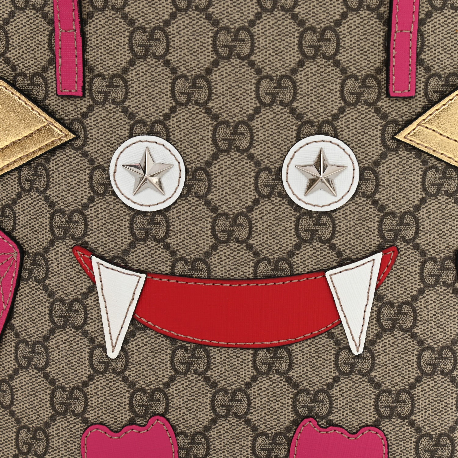 Gucci GG Supreme Monogram Kid's Monster Tote Pink 8 of 10