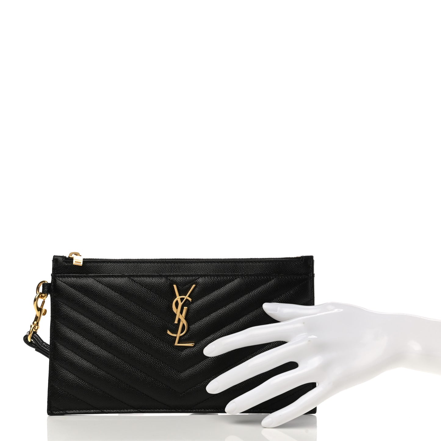 Grain De Poudre Chevron Monogram Large Bill Pouch Black