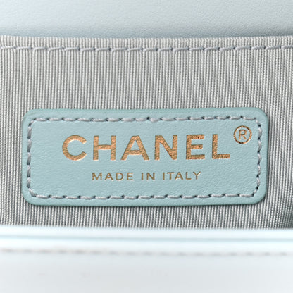 Chanel Calfskin Chevron Embroidered Small Boy By The Sea Flap Light Blue 6 of 10