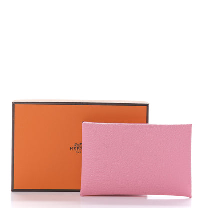 Hermes Chevre Verso Calvi Card Case Rose Confetti Brique 7 of 7