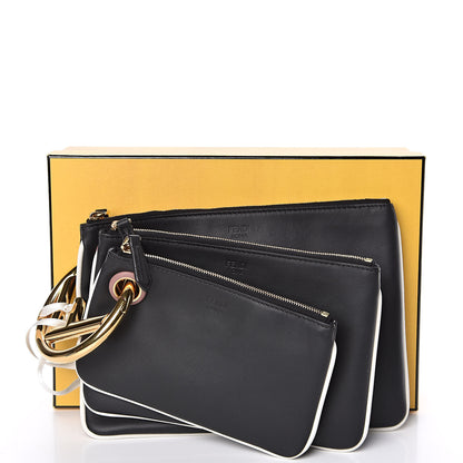Fendi Vitello Century Opaco F is Fendi Bi-Color Triplette Pouch Set Black 10 of 10