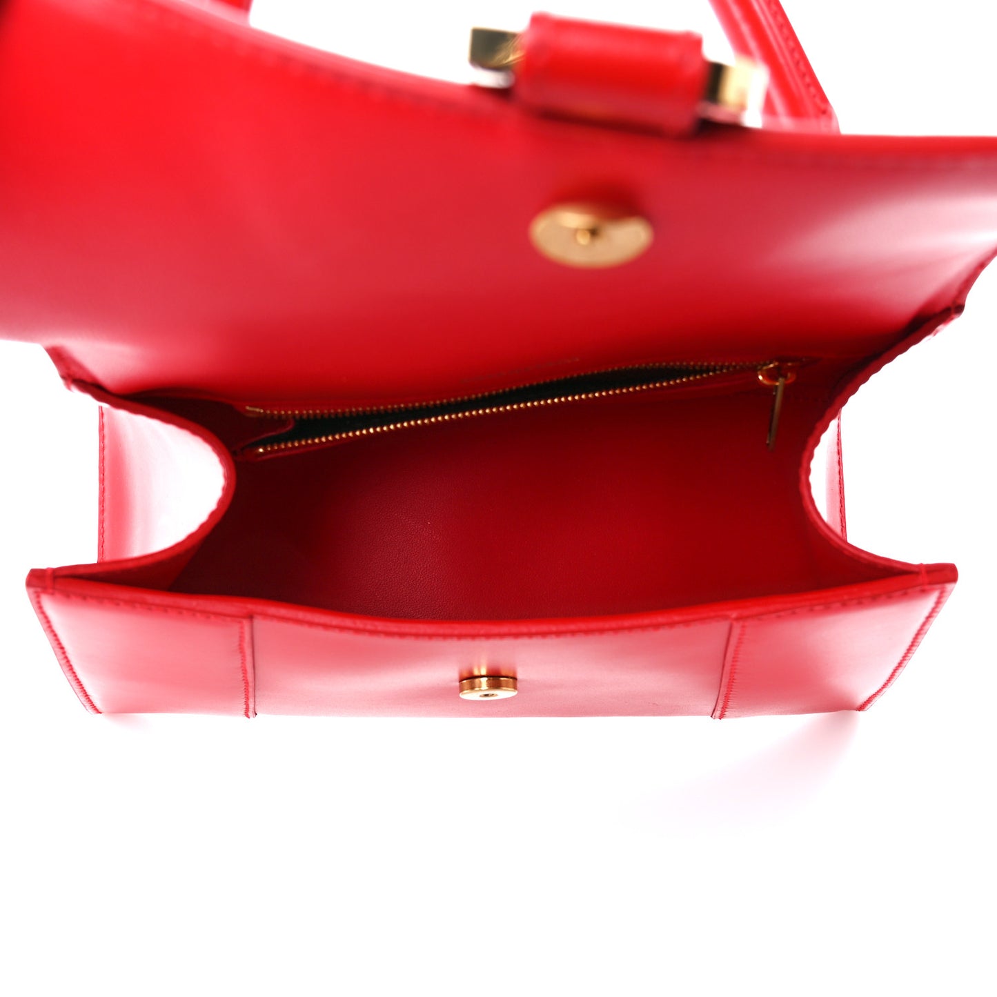 Shiny Box Calfskin Small Hourglass Top Handle Bag Bright Red