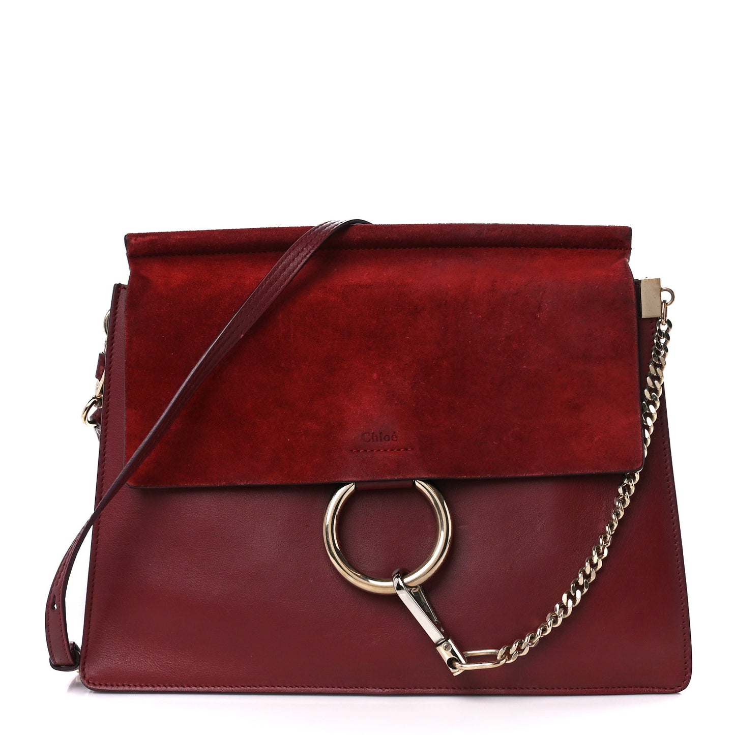Calfskin Suede Medium Faye Shoulder Bag Plum Purple