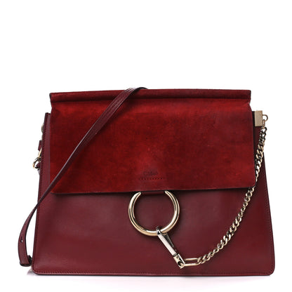 Chloe Calfskin Suede Medium Faye Shoulder Bag Plum Purple 1 of 18