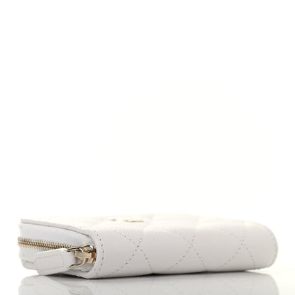 Chanel Caviar Quilted Zip Coin Purse White 3 of 4