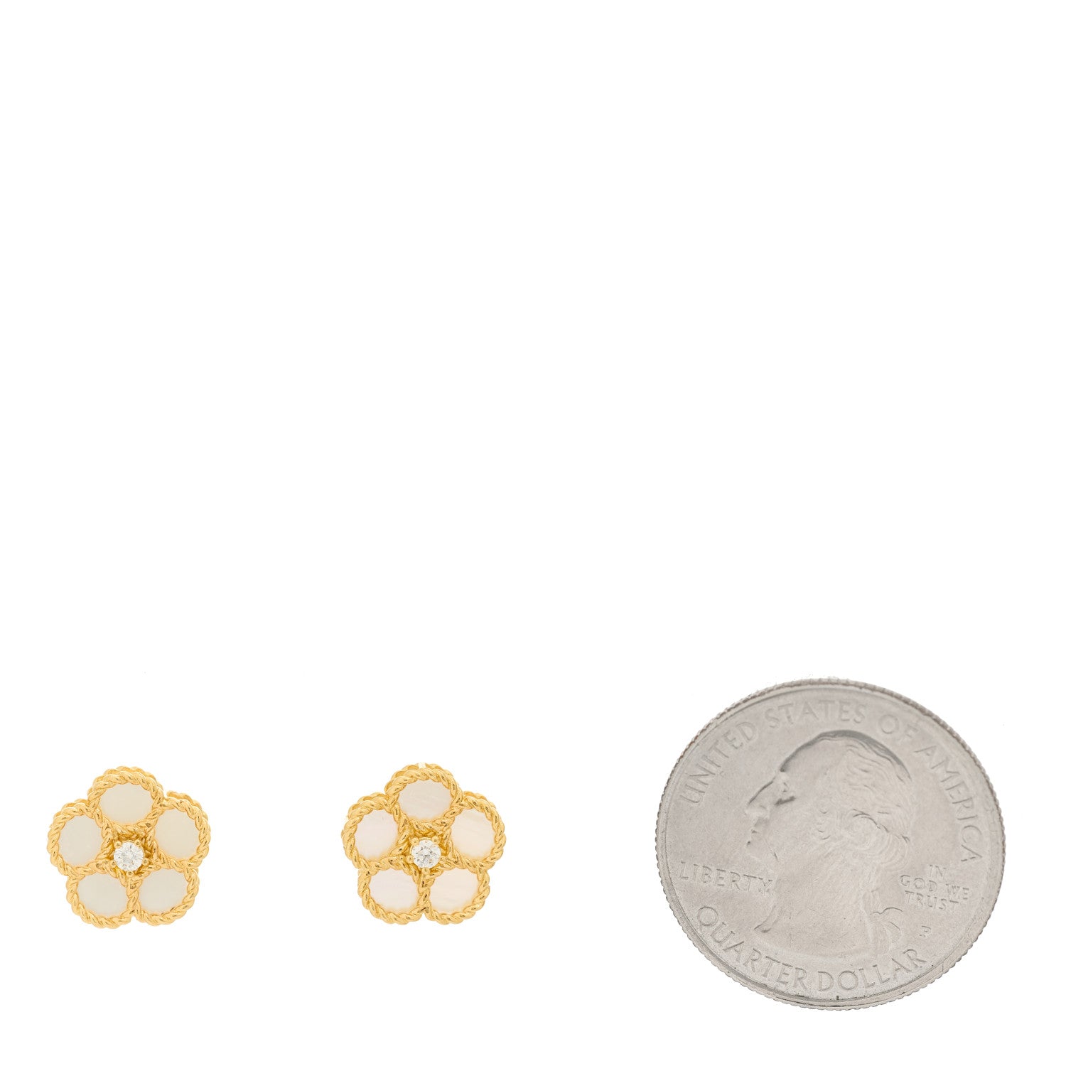 Roberto Coin 18K Yellow Gold Diamond Mother of Pearl Daisy Earrings 2 of 4