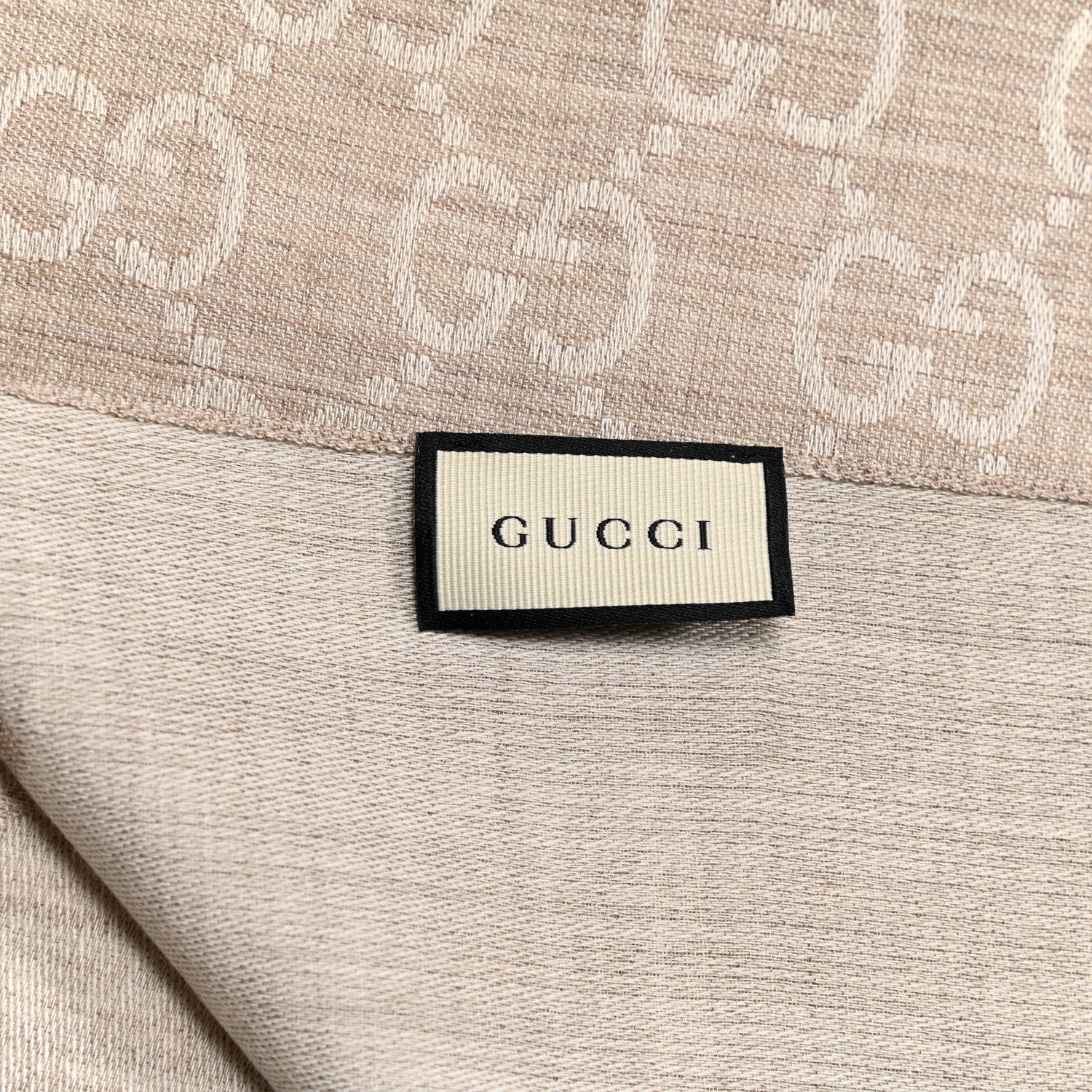 Gucci Wool Silk GG Monogram GGNat Scarf Sand 3 of 4