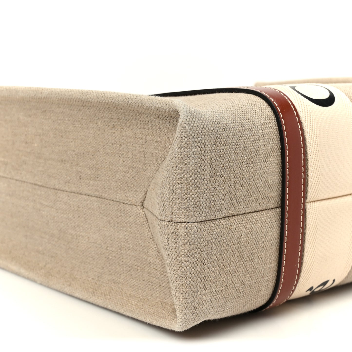 Cotton Calfskin Medium Woody Ribbon Tote White Brown