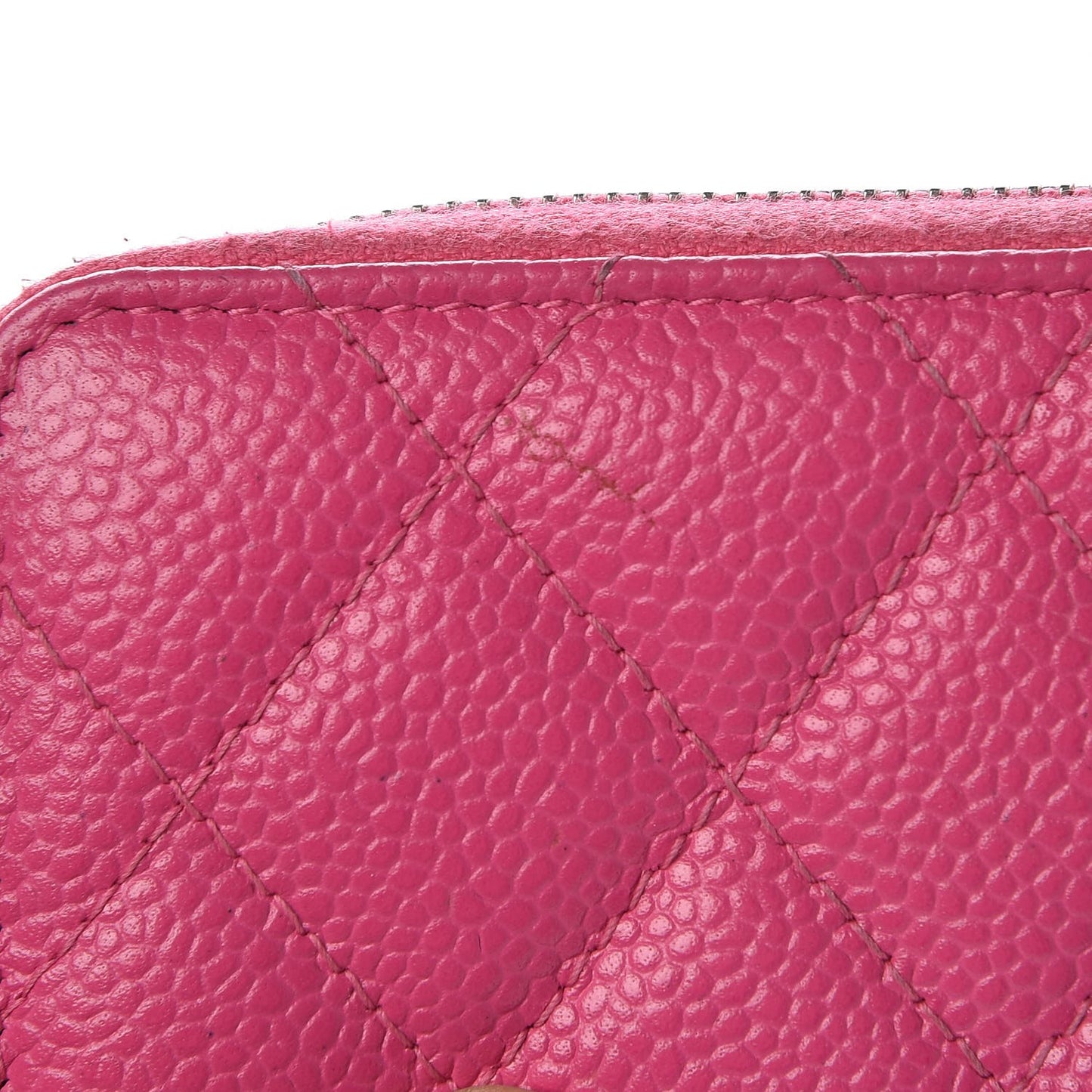 Caviar Quilted Small Zip Around Wallet Pink