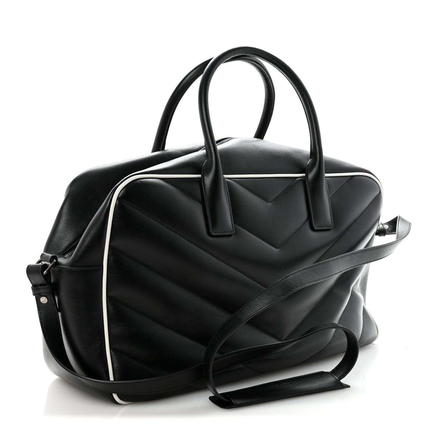 Calfskin Medium Miles Logo Bowler Duffel Bag Black