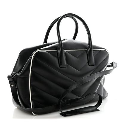 Saint Laurent Calfskin Medium Miles Logo Bowler Duffel Bag Black 3 of 9
