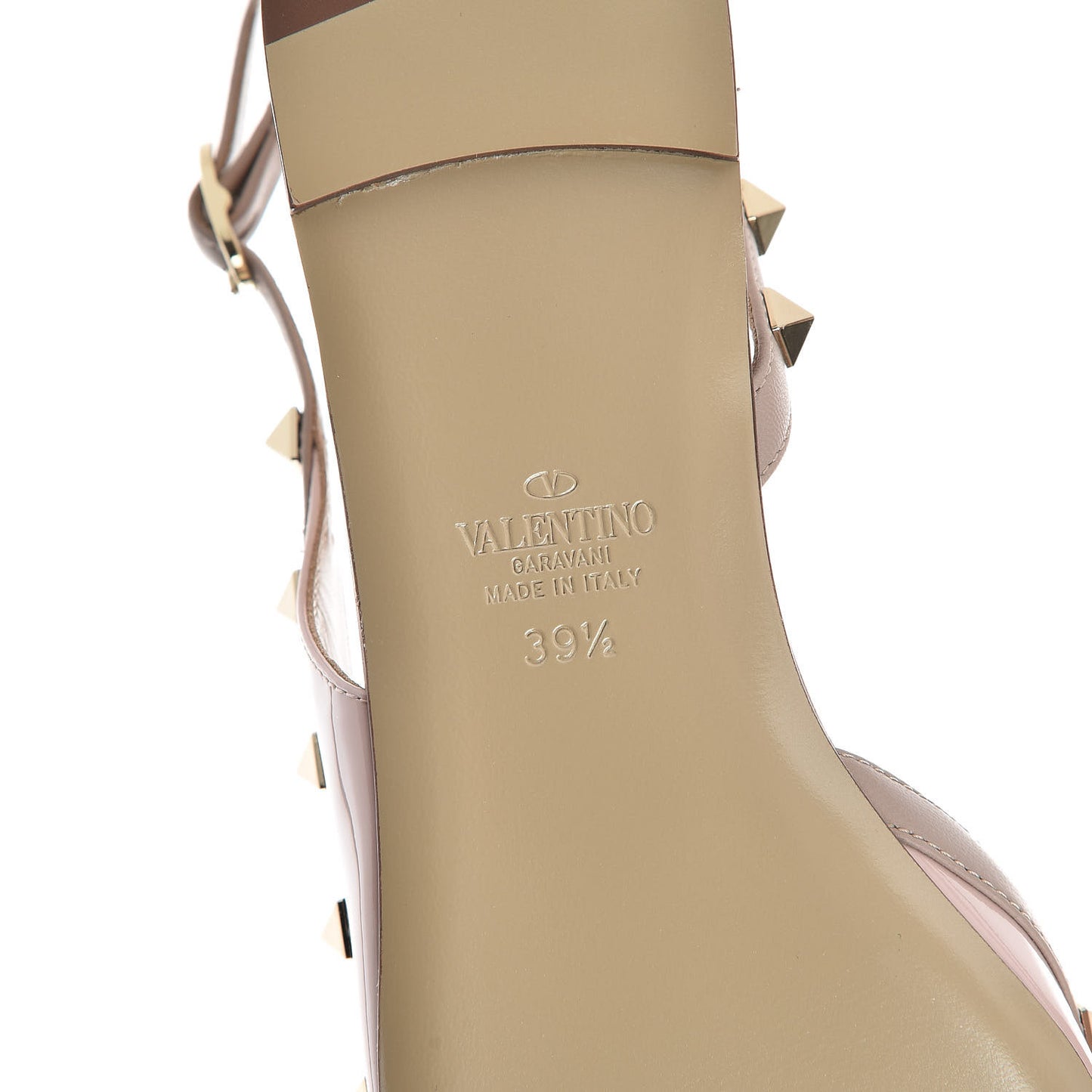 Patent Rockstud Slingback Flats 39.5 Water Rose Poudre