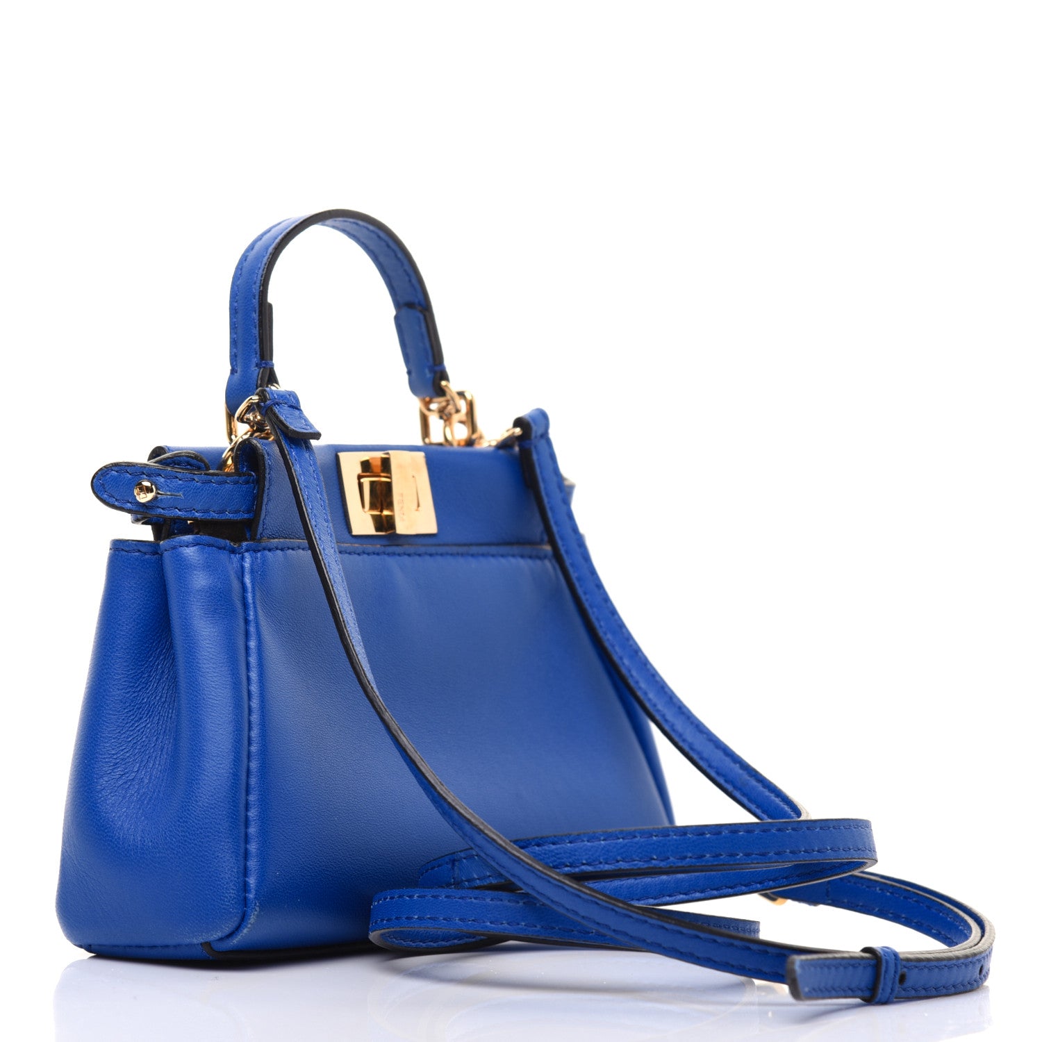 Fendi Nappa Micro Peekaboo Iconic Satchel Bluette 3 of 24