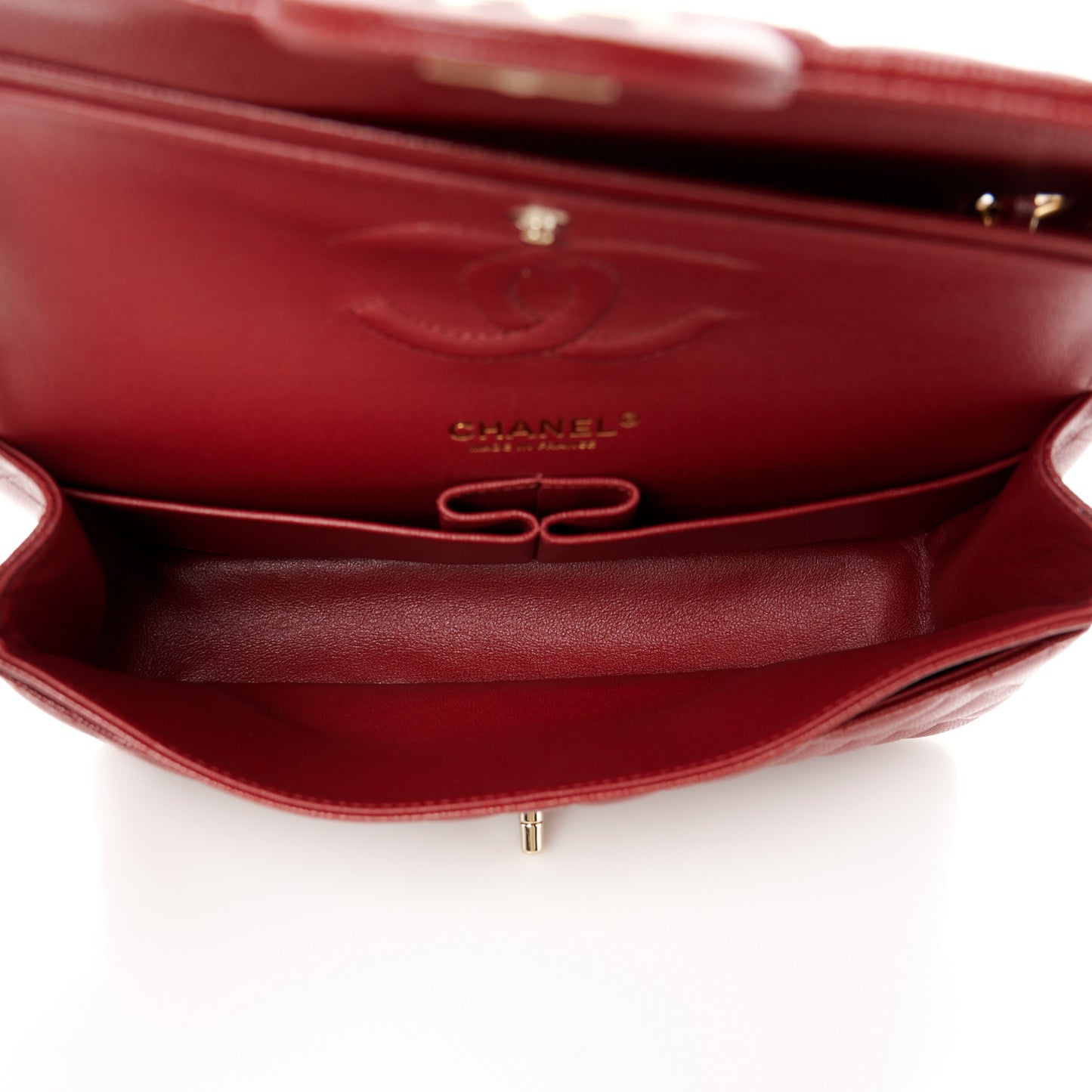 Caviar Quilted Medium Double Flap Burgundy