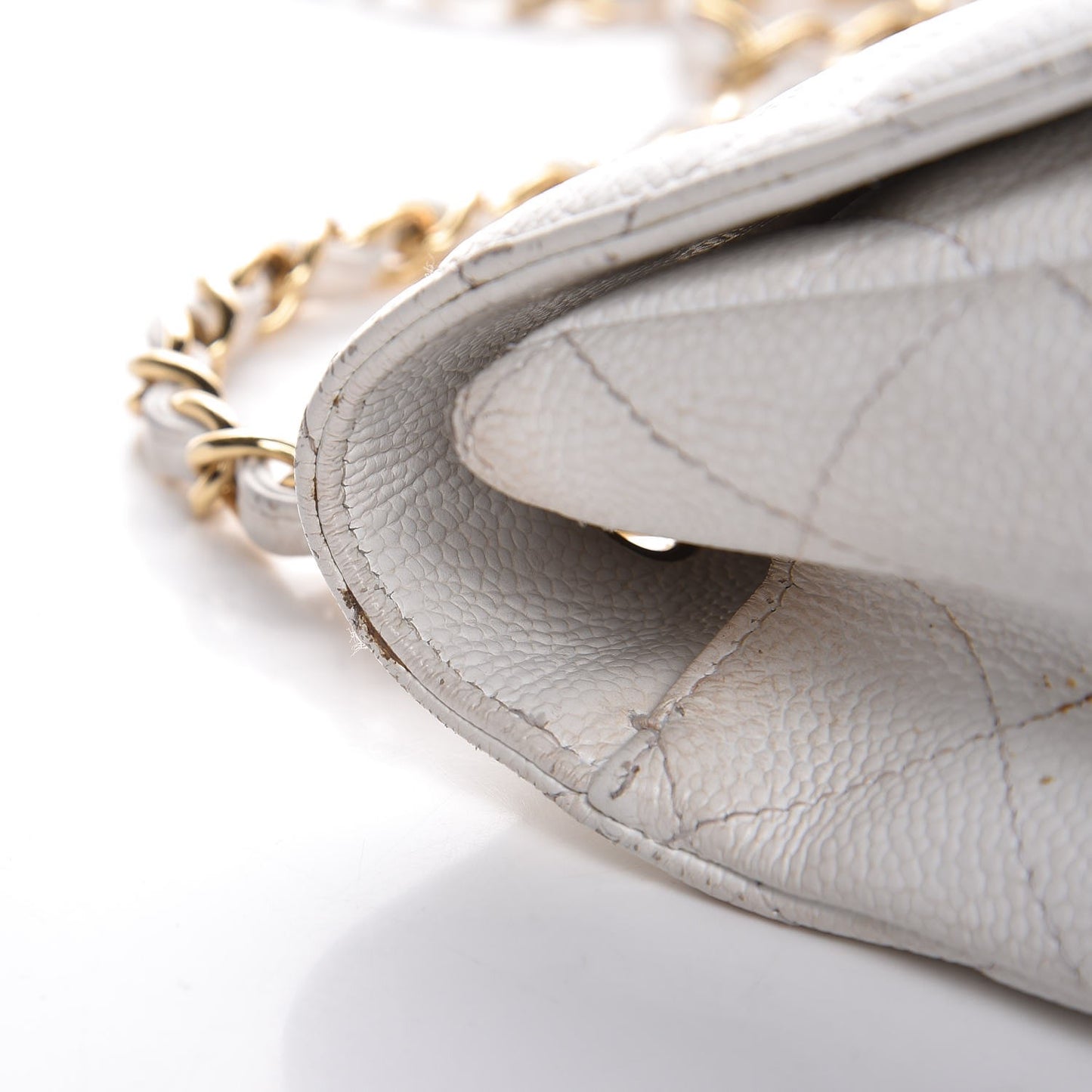 Caviar Quilted Jumbo Single Flap White