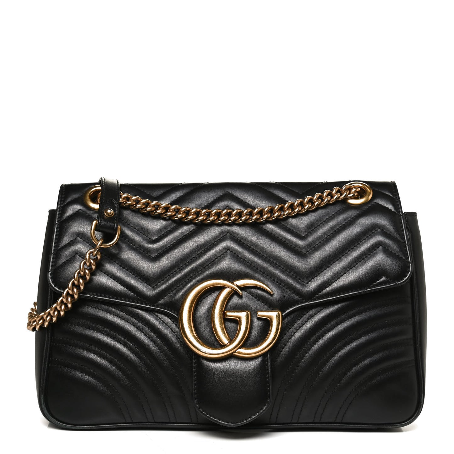 Calfskin Matelasse Medium GG Marmont Shoulder Bag Black