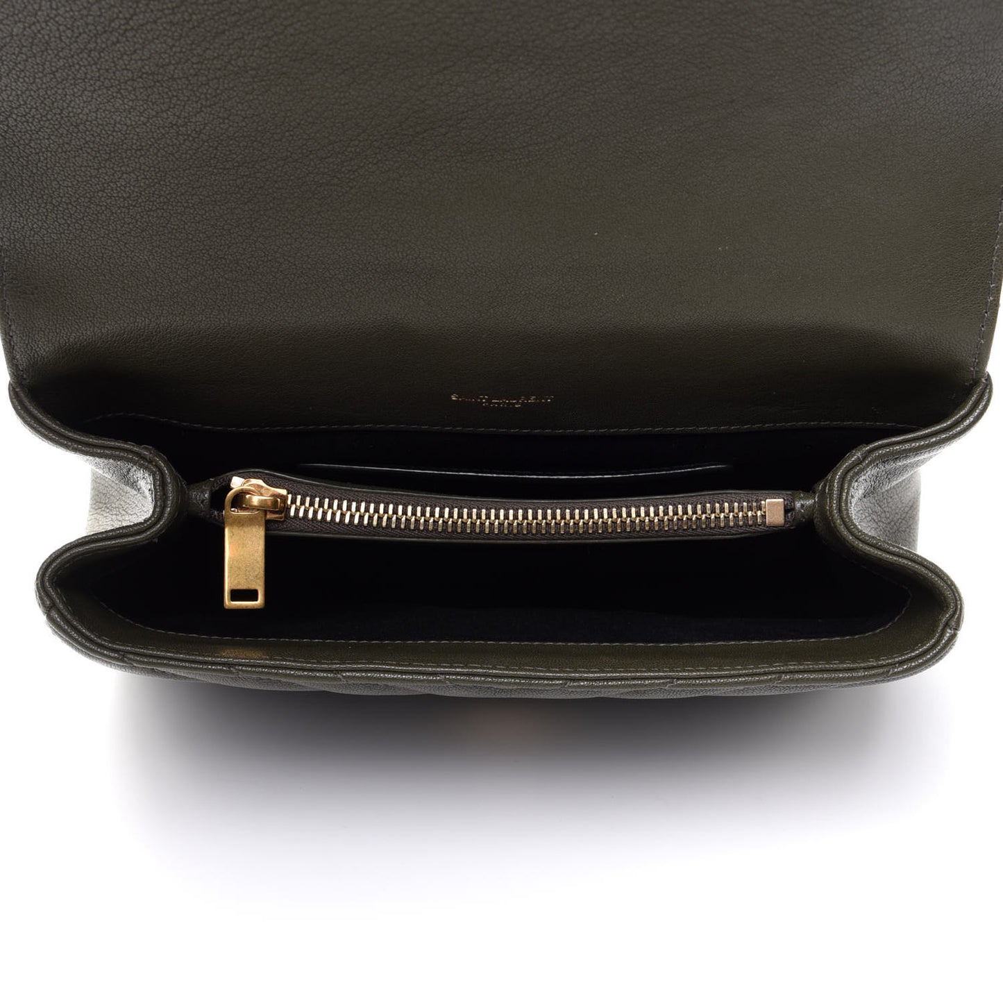 Sheepskin Matelasse Chevron Monogram Medium College Bag Military Olive