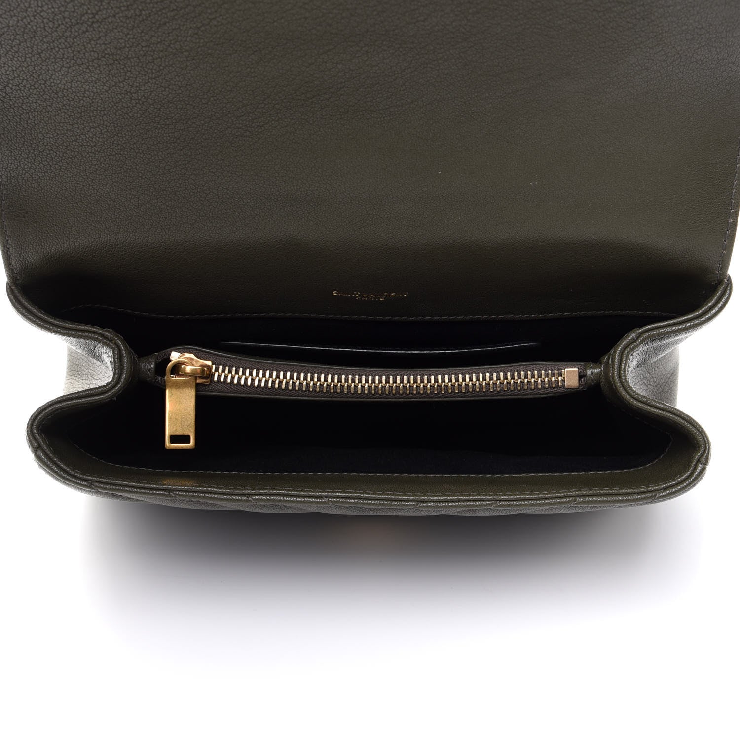 Saint Laurent Sheepskin Matelasse Chevron Monogram Medium College Bag Military Olive 5 of 13
