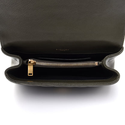 Saint Laurent Sheepskin Matelasse Chevron Monogram Medium College Bag Military Olive 5 of 13