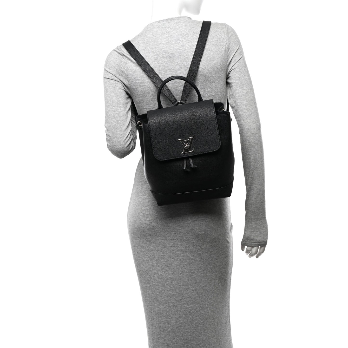 Calfskin Lockme Backpack Black