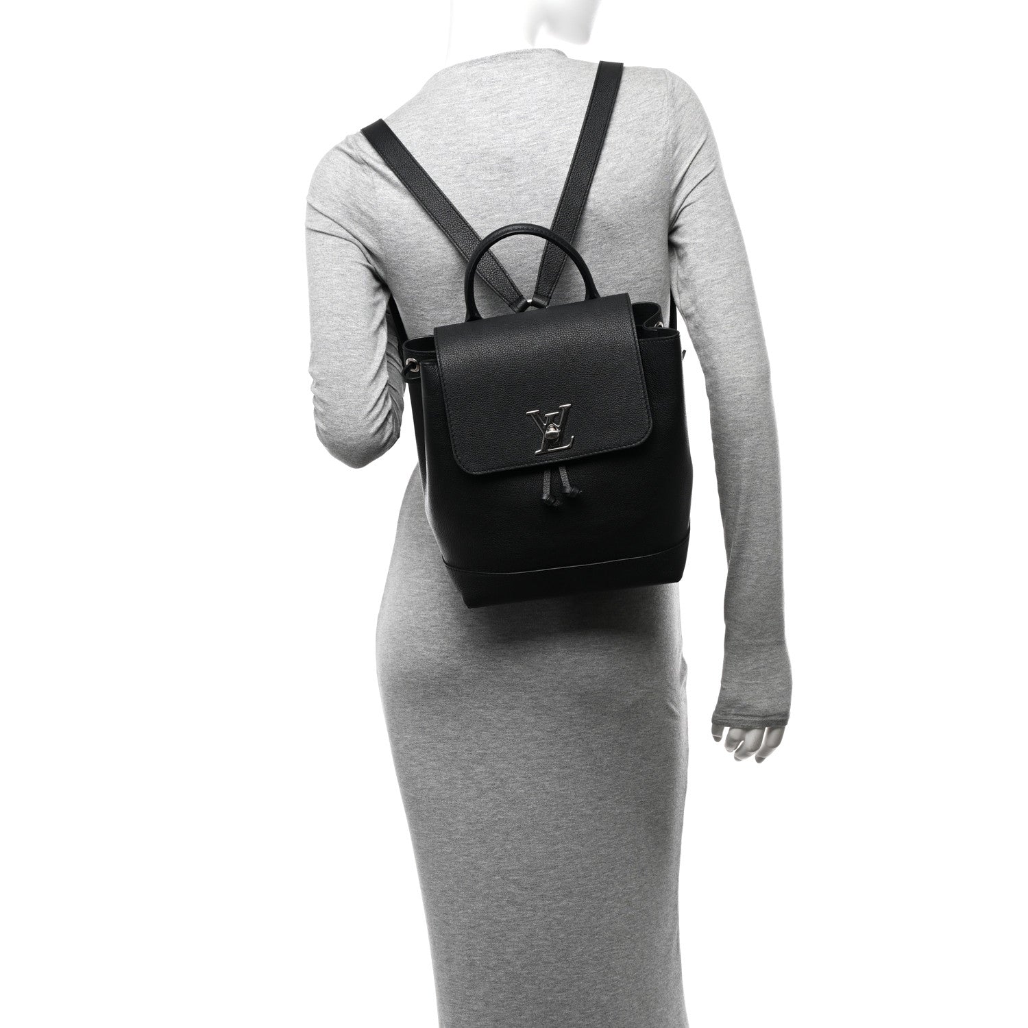 Louis Vuitton Calfskin Lockme Backpack Black 3 of 13
