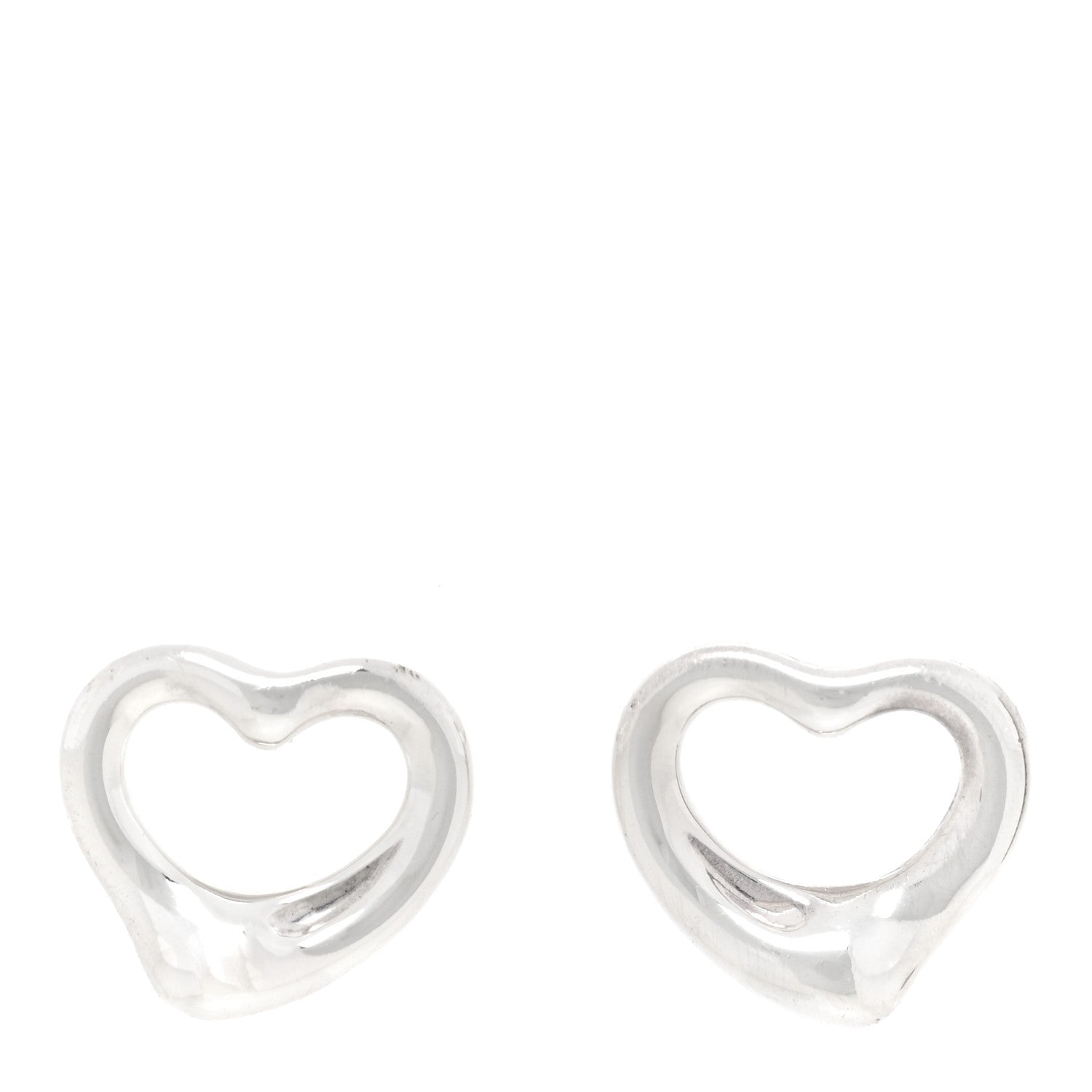 Tiffany Sterling Silver 11mm Elsa Peretti Open Heart Earrings 1 of 5