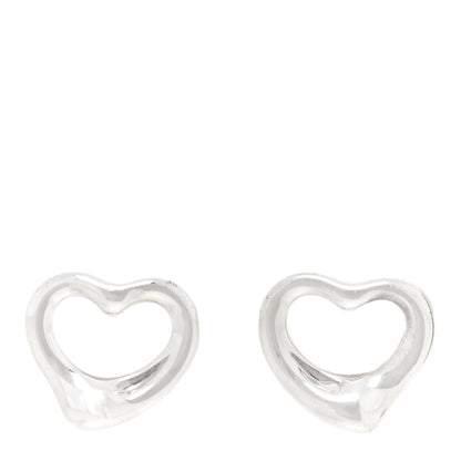 Tiffany Sterling Silver 11mm Elsa Peretti Open Heart Earrings 1 of 5