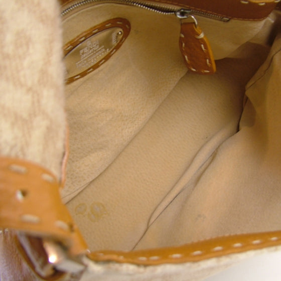 Fendi Cashmere Calfskin Romano Selleria Mama Baguette Honey 7 of 10