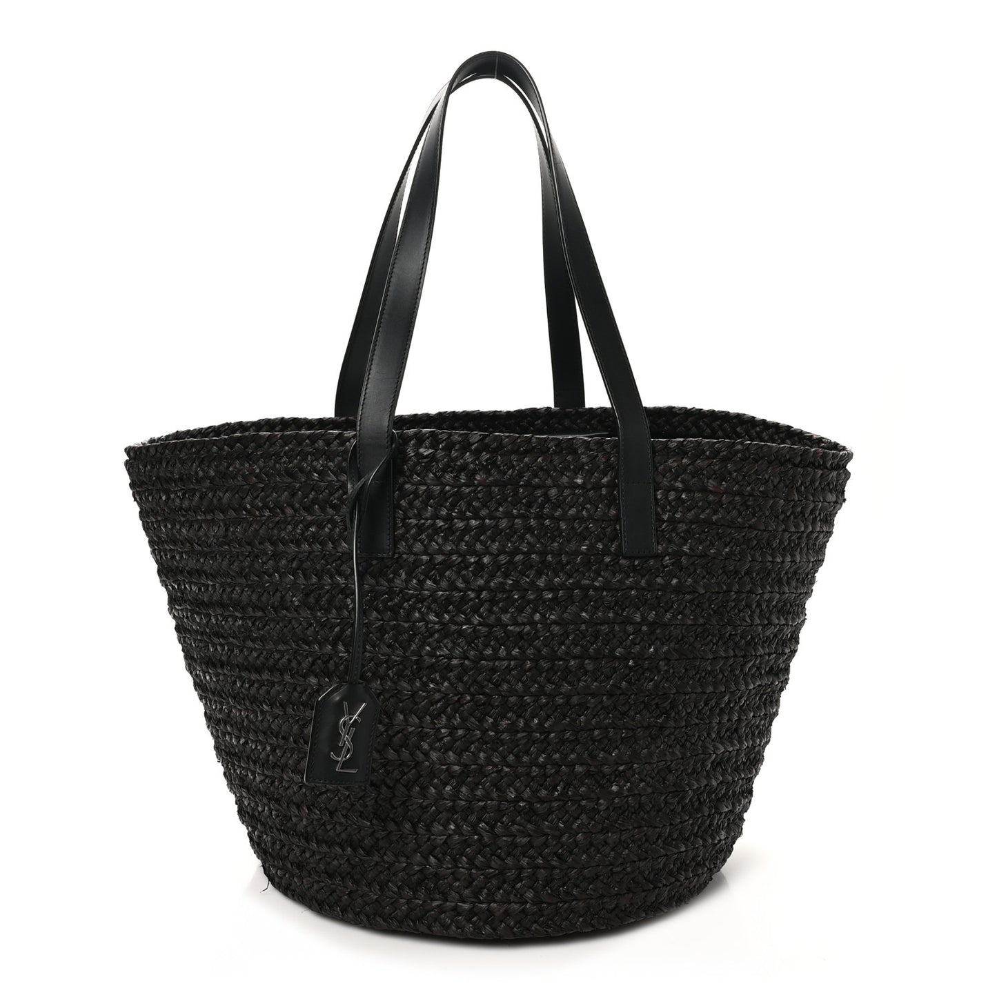 Raffia Medium Panier Bag Black
