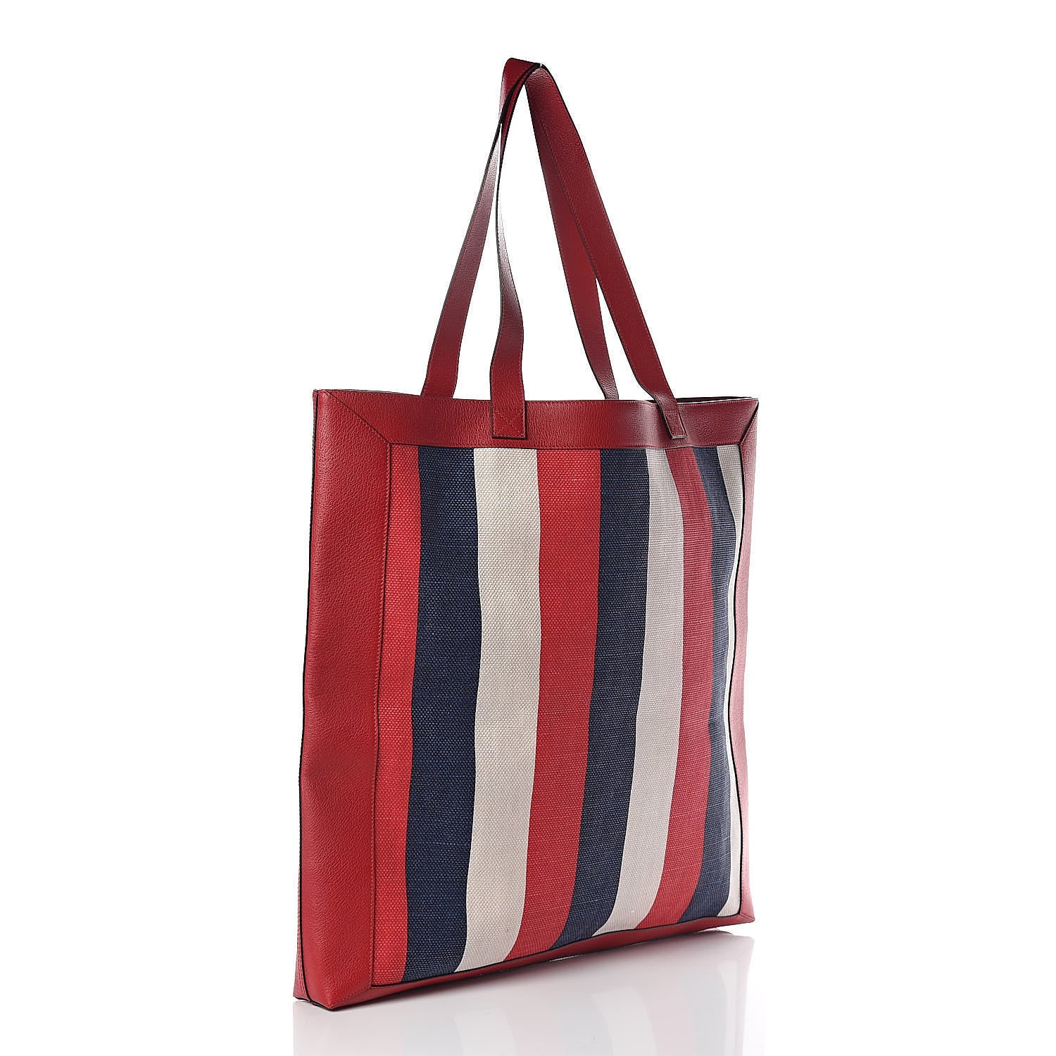 Gucci Canvas Calfskin Sylvie Stripe Logo Mens Tote Red White Blue 3 of 9