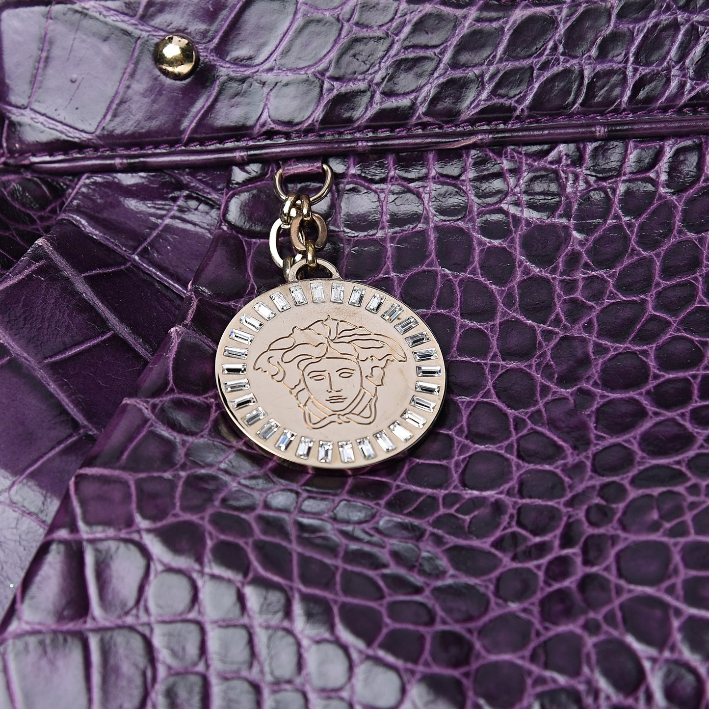 Calfskin Crocodile Embossed Bag Purple
